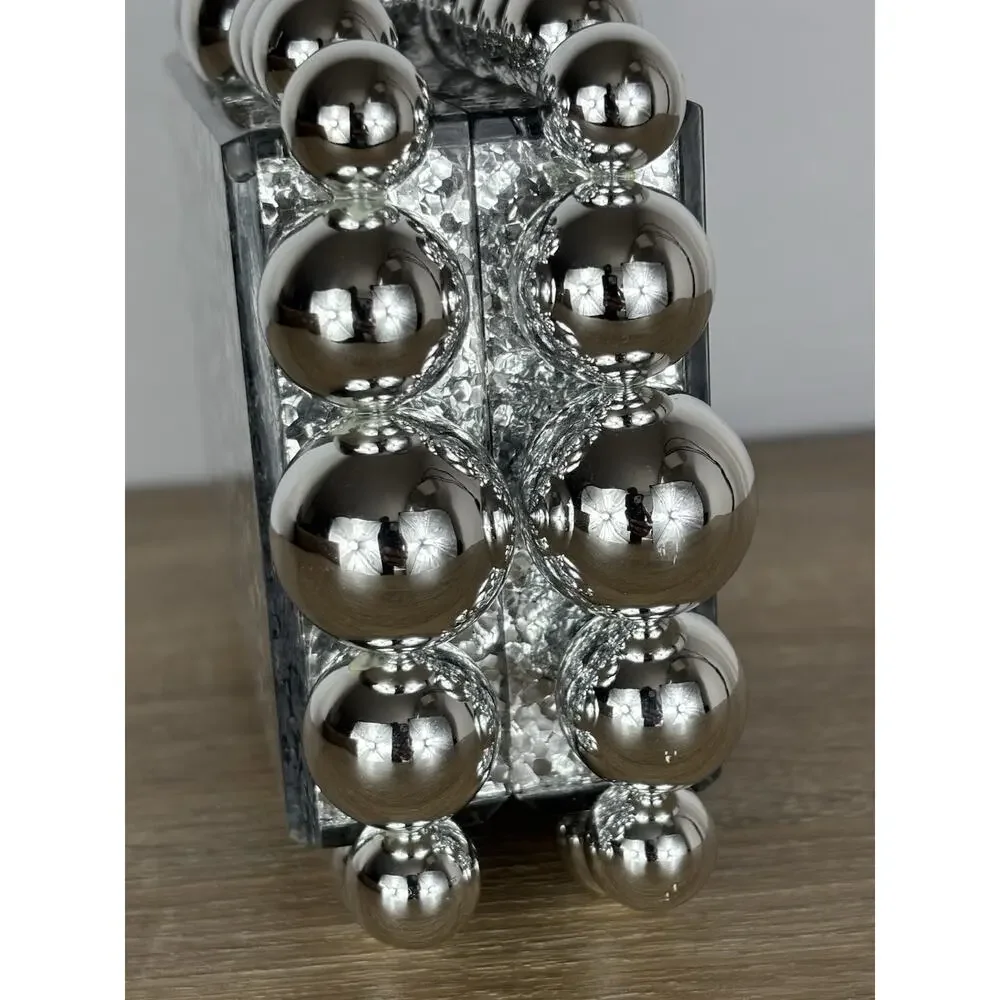 Silver Glitter Acrylic Box Clutch Bubble Ball Evening Bag Crossbody Chain Purse